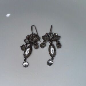 Anthropologie Smoky Crystal Drop Earrings - Clear & Smoke